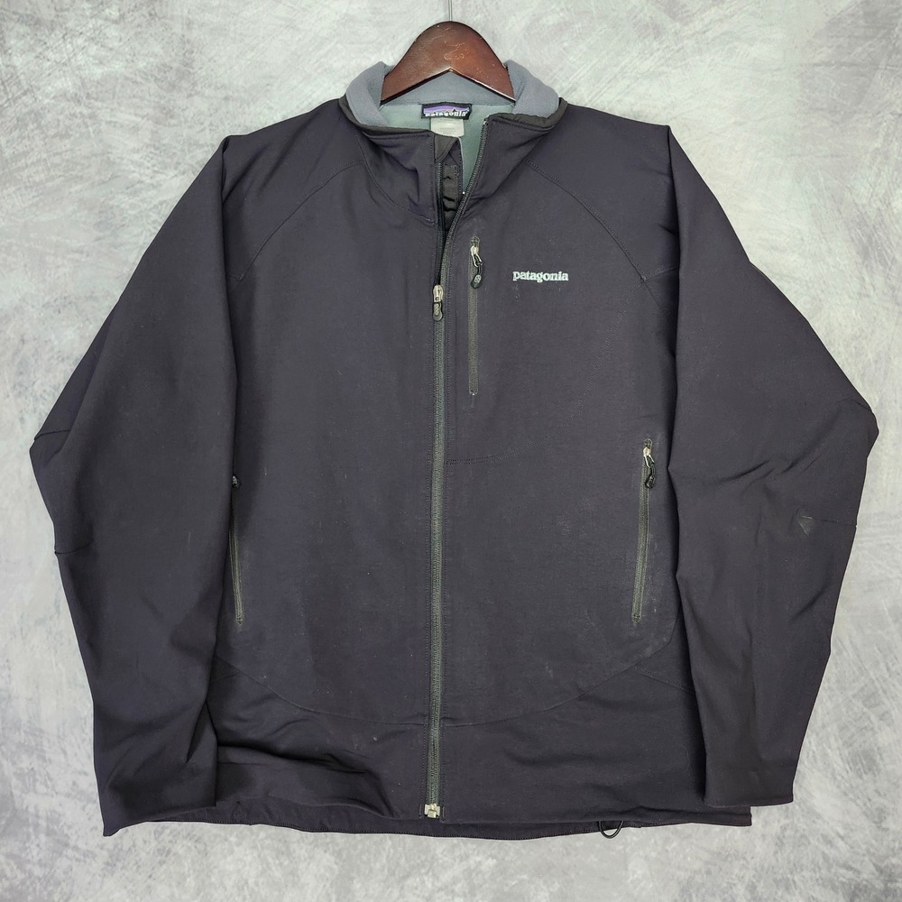 Patagonia Super Guide Jacket Mens Large Black Softshell Fleece Lined Windproof